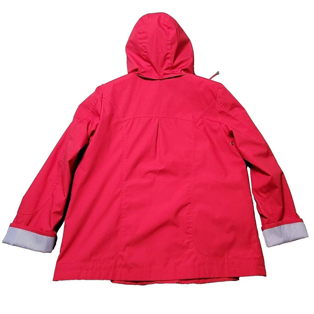 Mackintosh New England Women's Large Red Removable Hood Snap Button Rain Jacket - Picture 3 of 15